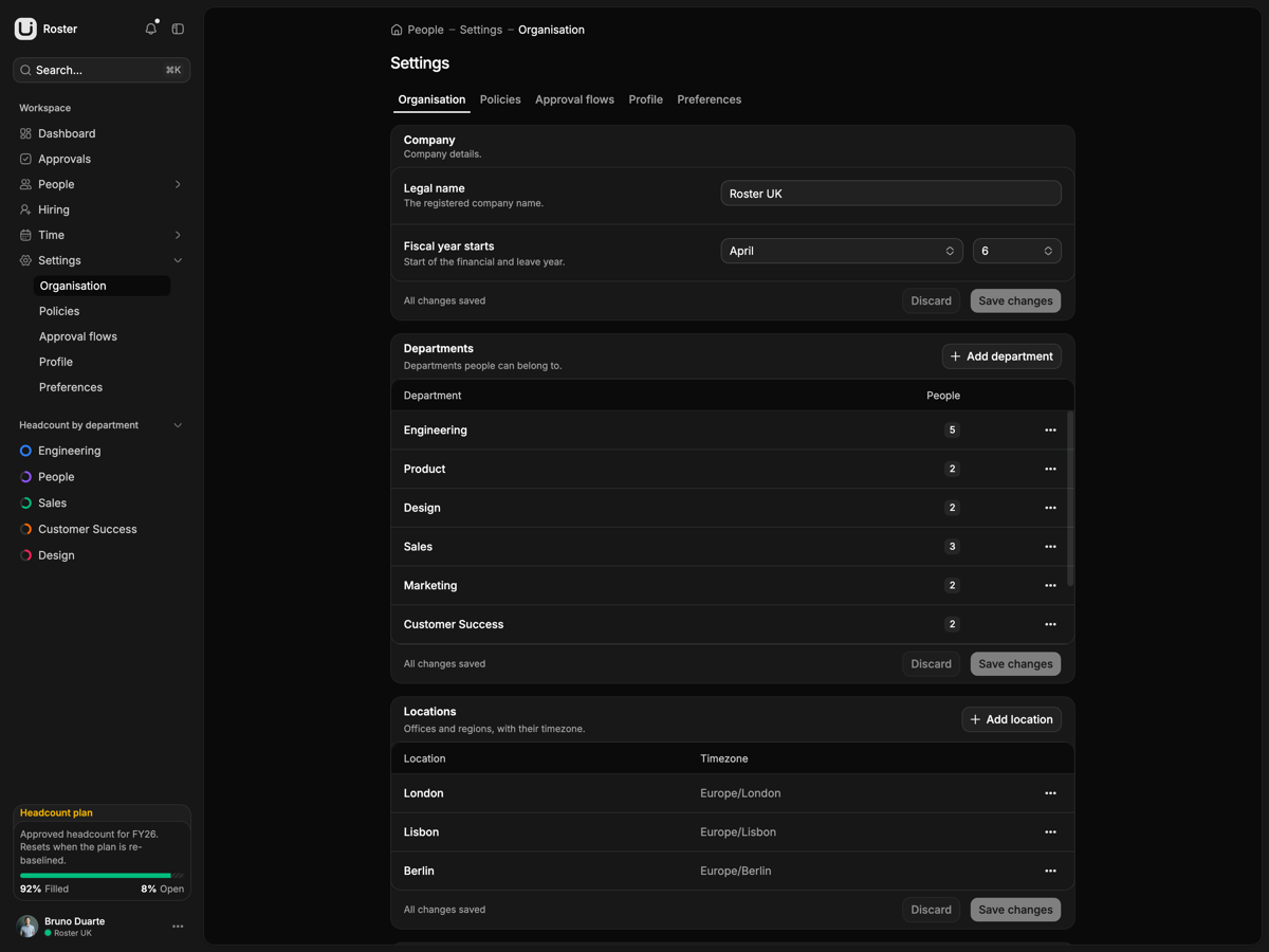 Roster screen 4